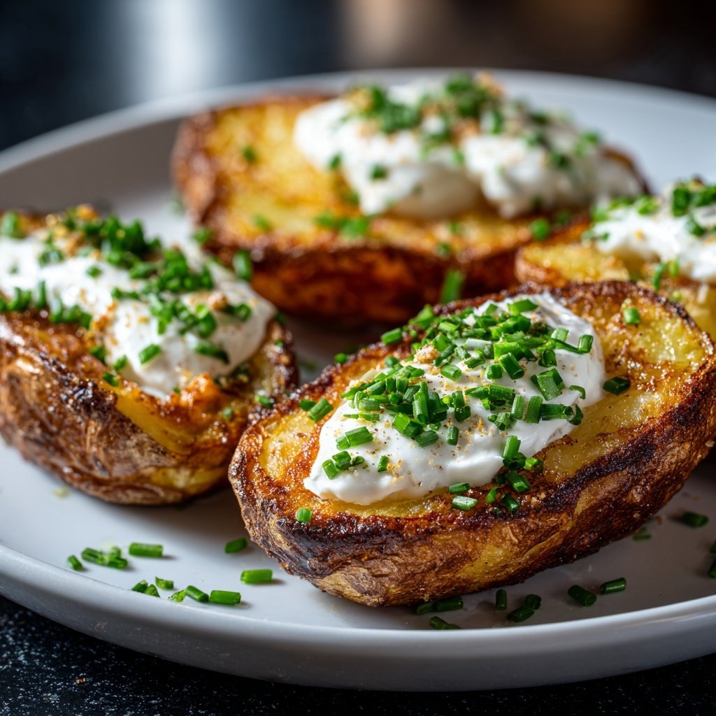 Mittagessen mit Ofenkartoffeln