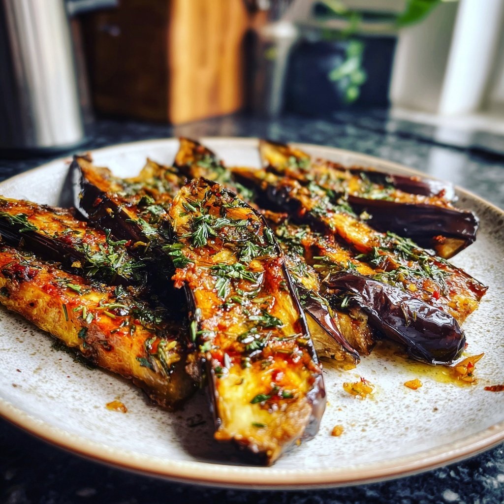 Ofengeröstete Auberginen mit mediterranen Kräutern