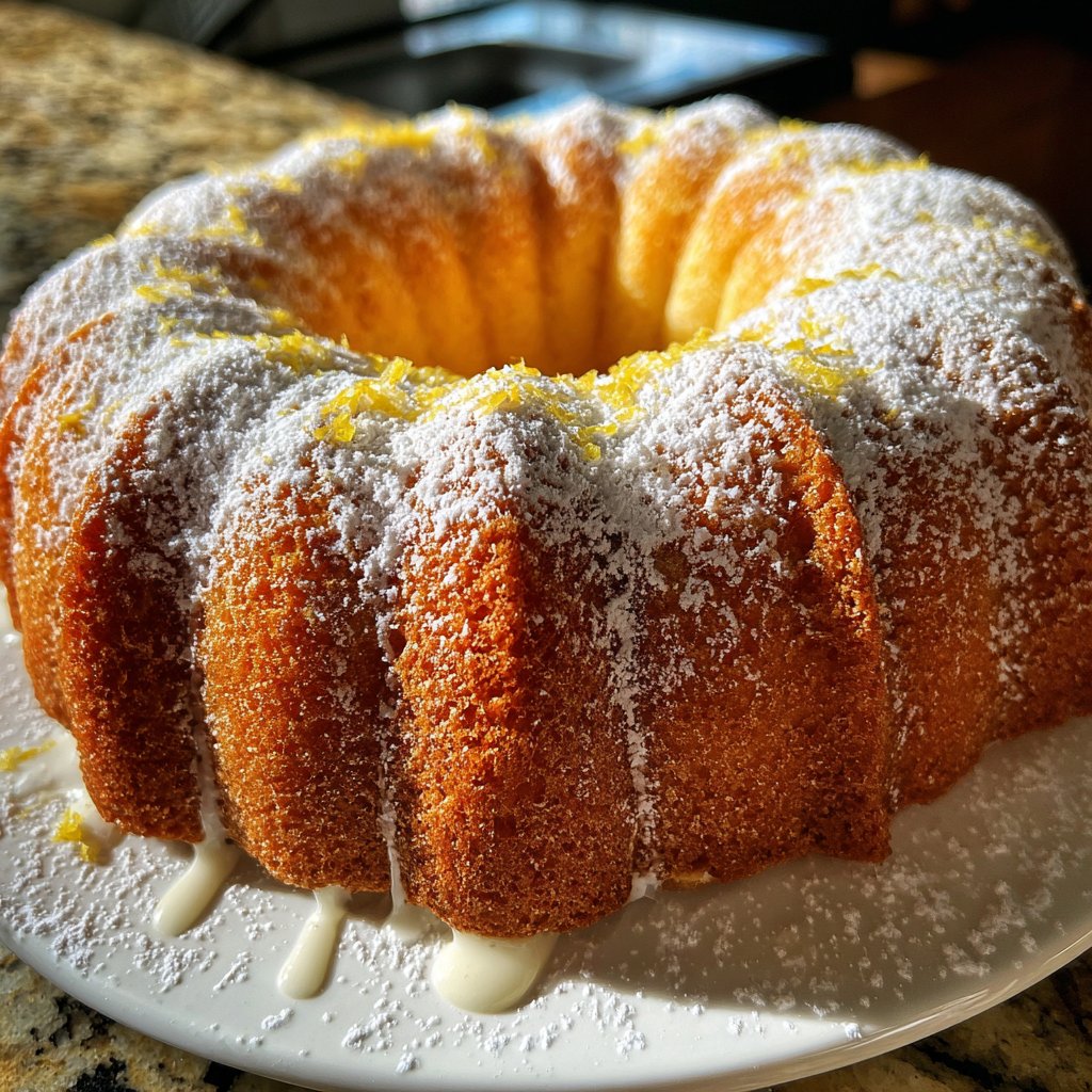 Zitronenkuchen mit Puderzucker