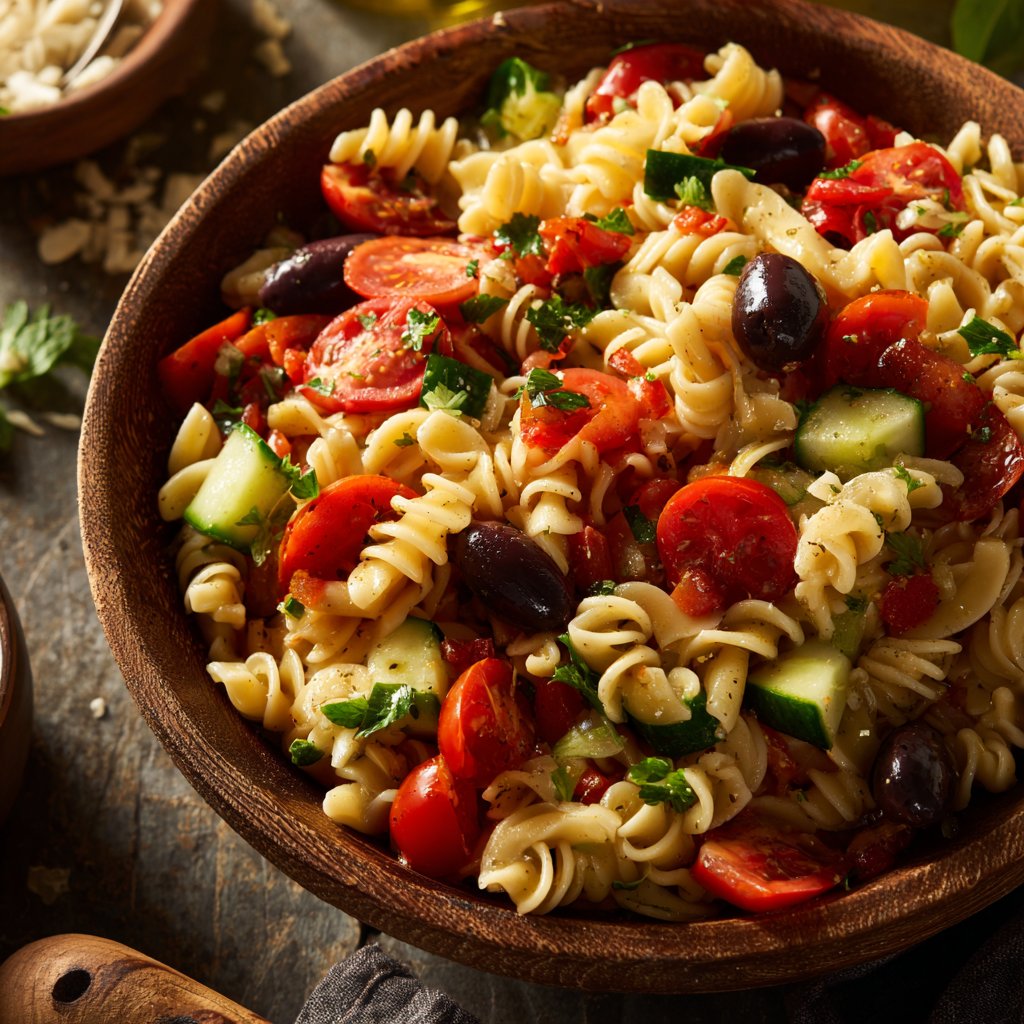 Mediterraner Nudelsalat Mit Tomaten