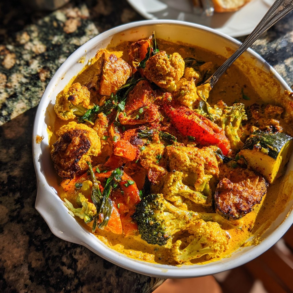 Vegetarisches Abendessen mit Curry