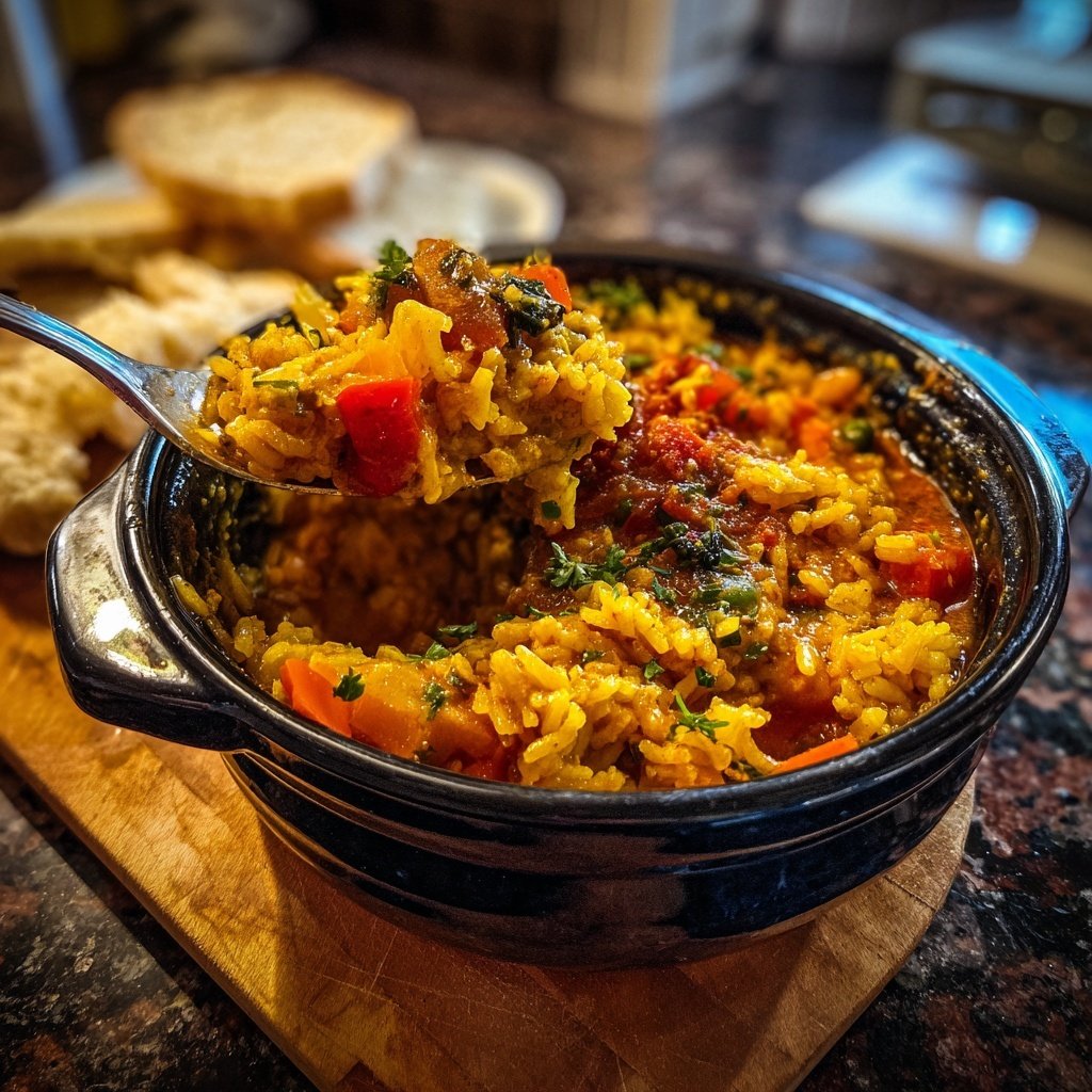 Abendessen mit Reis und Gemüse