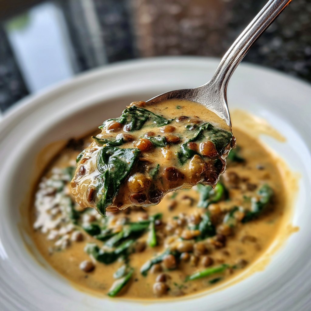 Abendessen vegetarisch mit Linsensauce