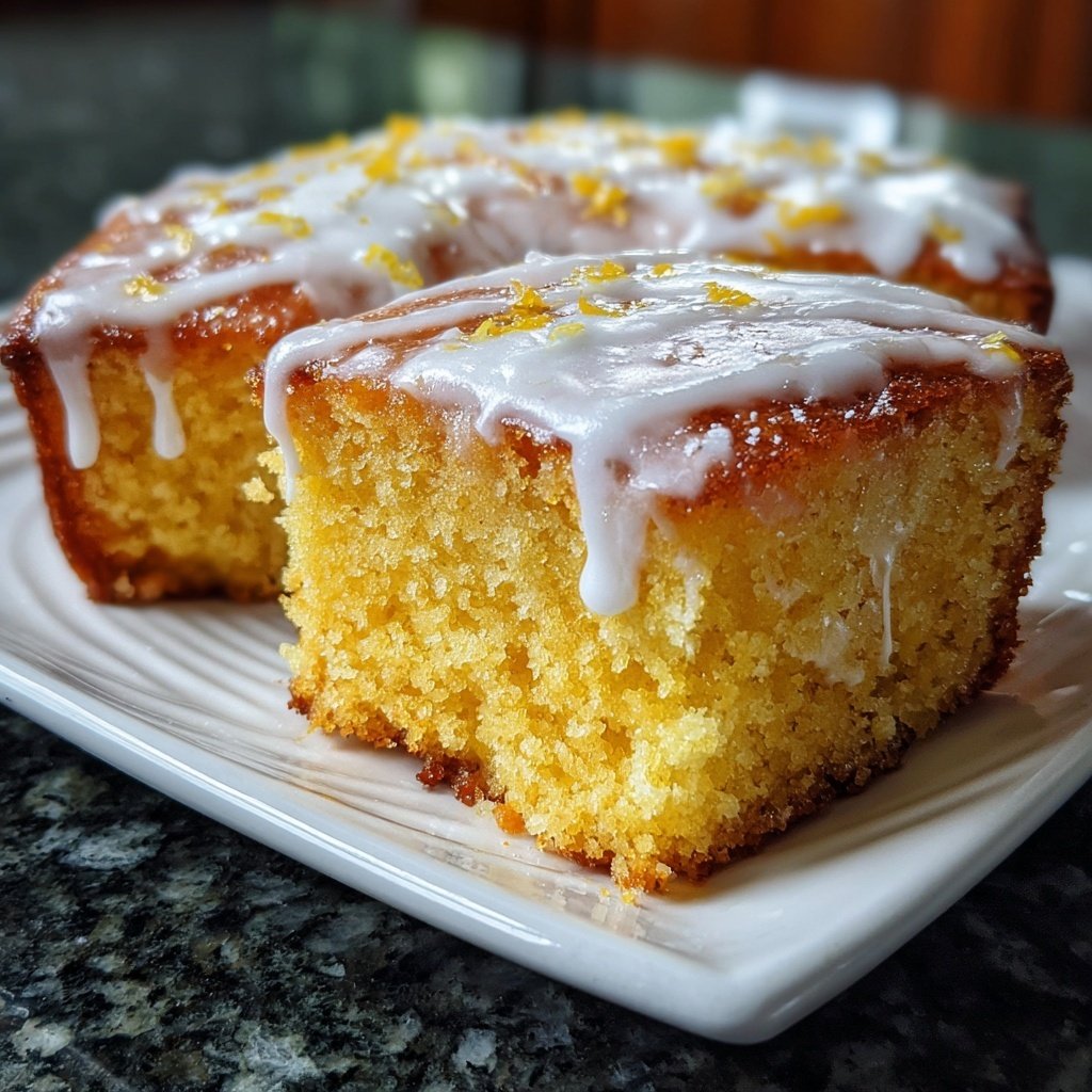 Blechkuchen mit Zitronenguss und Joghurt